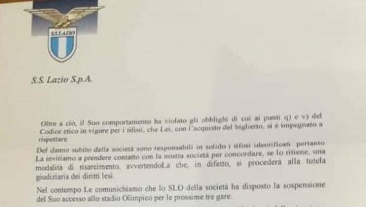 Λάτσιο: Ζητάει 50.000 ευρώ από άτακτους οπαδούς της ως αποζημίωση!