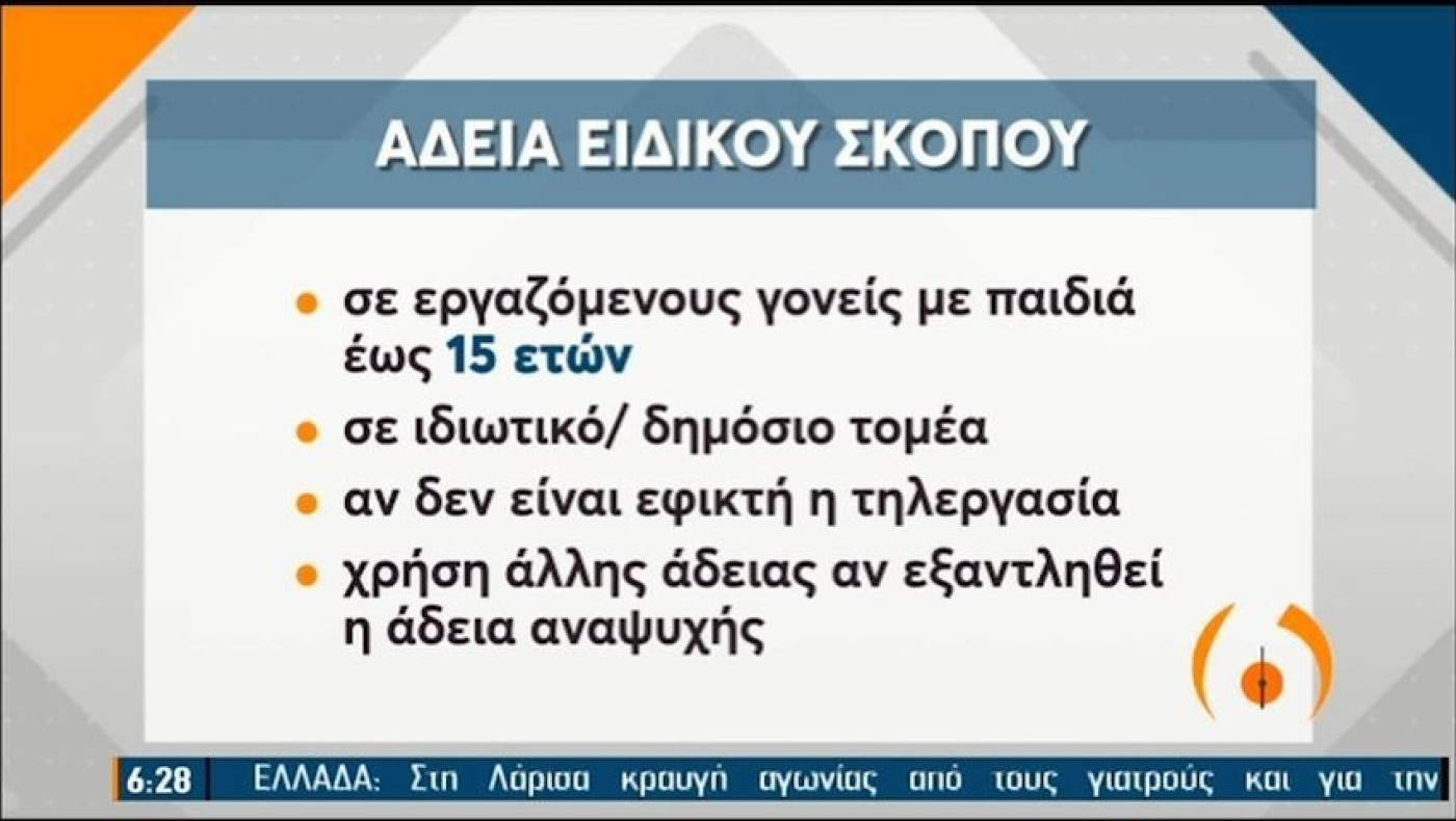 Άδειες ειδικού σκοπού: Απαντήσεις για το τι ισχύει για γονείς, ευπαθείς ομάδες, τηλεργασία