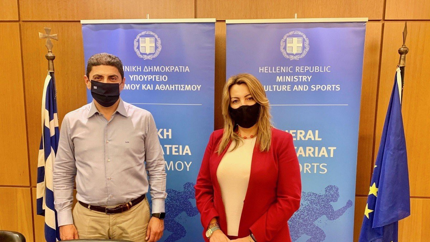 Συνάντηση Αντωνίου με Αυγενάκη με φόντο το νέο γήπεδο του ΠΑΟΚ