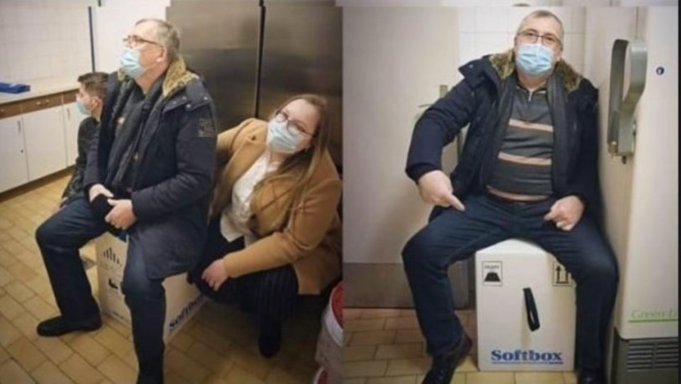 Ο... Κροάτης «Χαρδαλιάς» φωτογραφίζεται καθισμένος στα κουτιά εμβολίων!