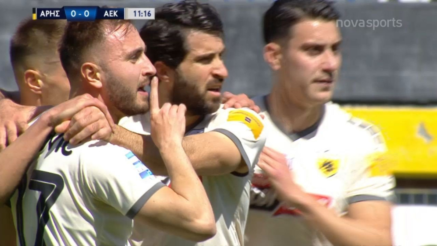 To πέναλτι του Τάνκοβιτς για το 1-0 της ΑΕΚ επί του Άρη