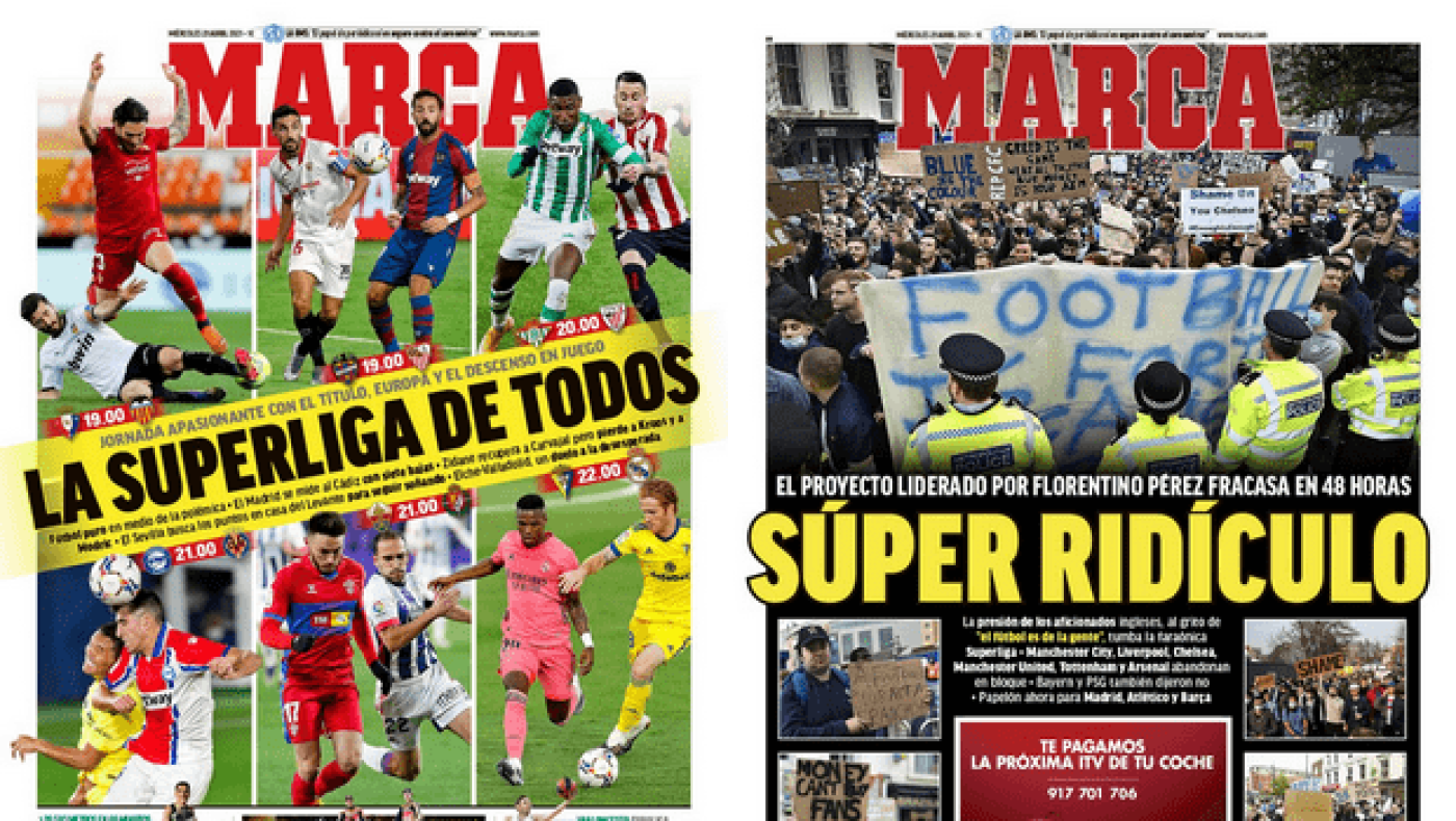 Το διπλό πρωτοσέλιδο της Marca και η κατακραυγή για την ESL