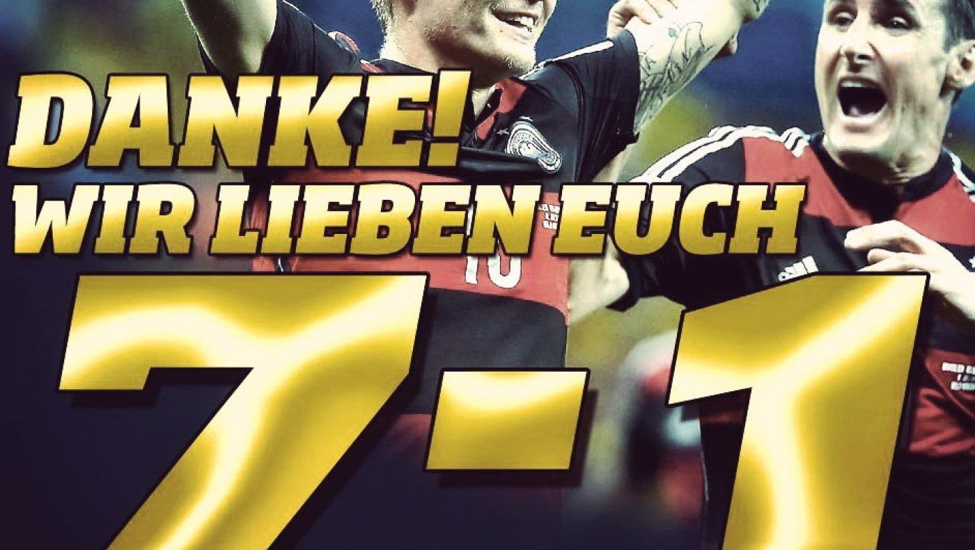 Bild: «Ευχαριστούμε. Σας αγαπάμε. 7-1»