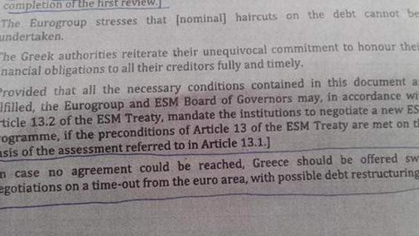Αυτό είναι το σημείωμα του Eurogroup για το προσωρινό Grexit (pics) 