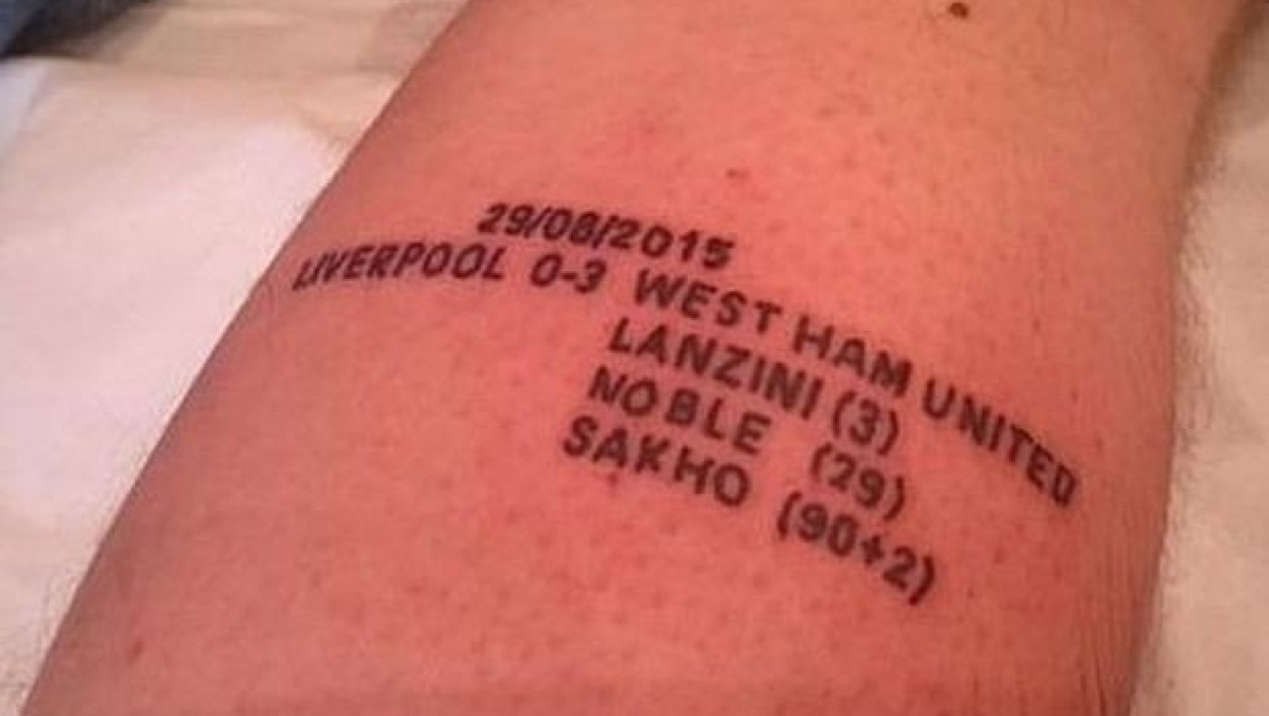 Τατουάζ για το διπλό της Γουέστ Χαμ στο Άνφιλντ! (pics)