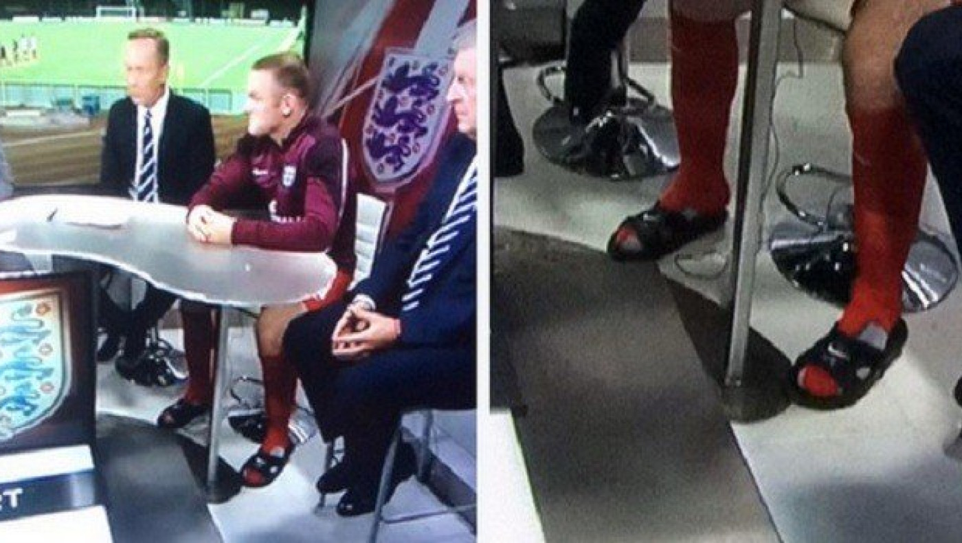 Με κάλτσες και παντόφλες σε τηλεοπτικό σόου ο Ρούνεϊ! (video+pic)