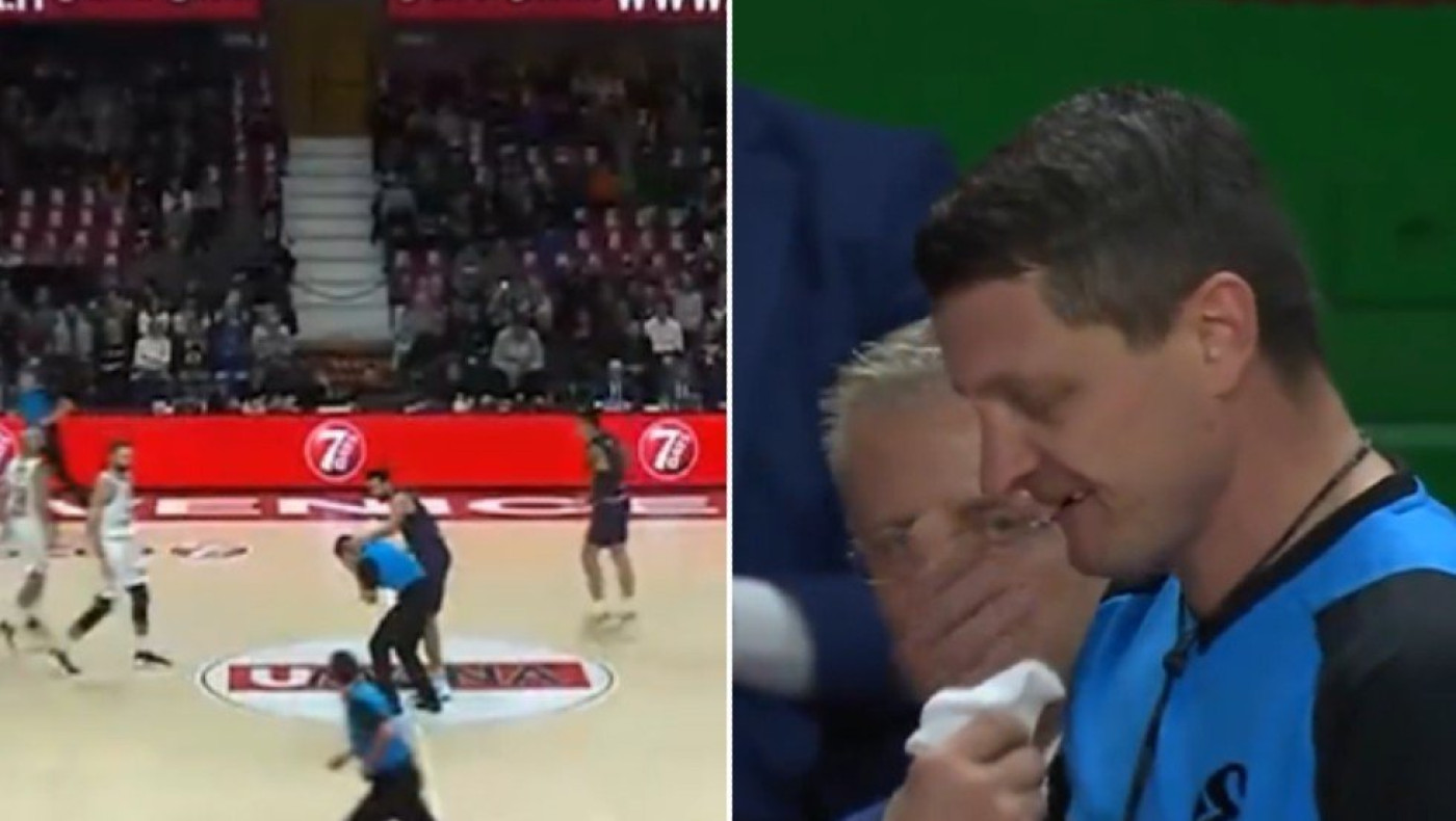 Eurocup: Διαιτητής δέχτηκε χτύπημα στο τζάμπολ και του βγήκε το δόντι!
