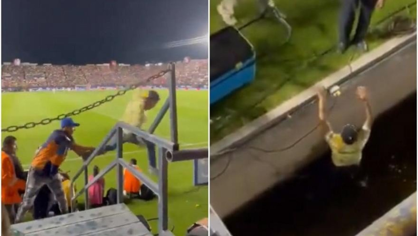 Οπαδός πήγε να εισβάλει στον αγωνιστικό χώρο και έπεσε μέσα στην τάφρο!