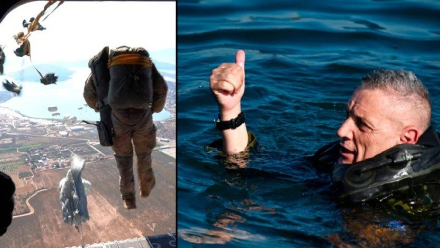 Ο Αρχηγός ΓΕΕΘΑ έκανε άλμα από ελικόπτερο, συμμετείχε σε υποβρύχιες καταστροφές (vid)