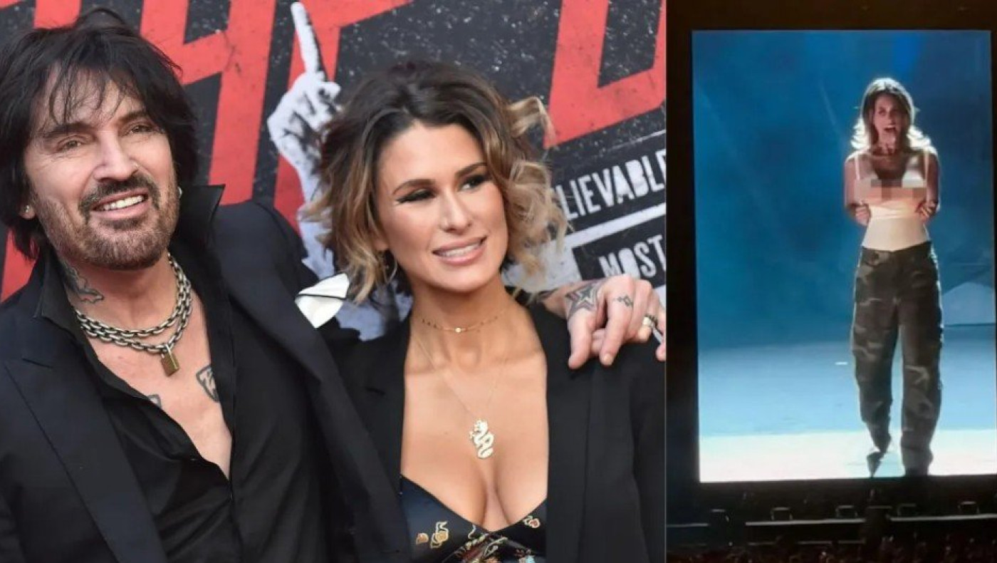 Τόμι Λι: Ανέβασε τη σύζυγό του στη σκηνή για να δείξει το στήθος της στο κοινό του