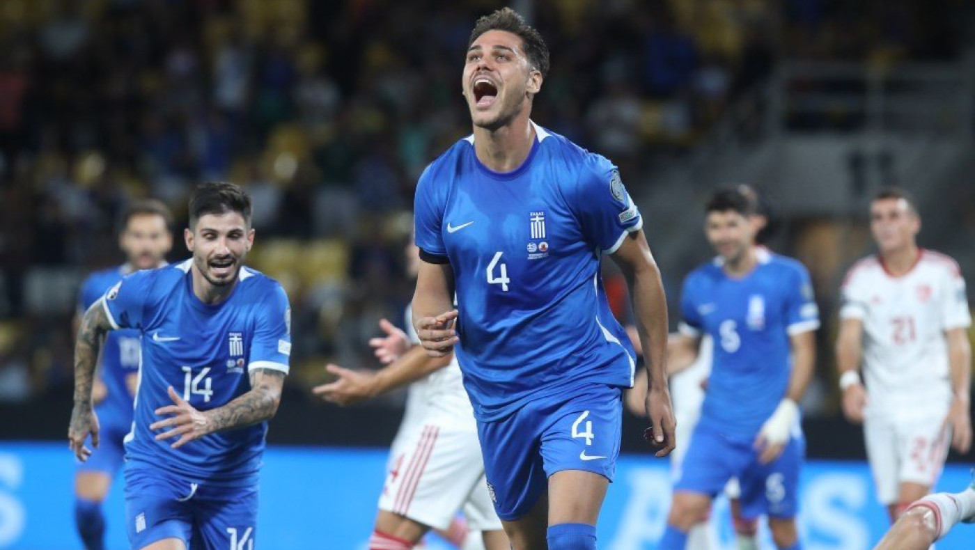 Η σκαστή κεφαλιά του Μαυροπάνου για το 2-0 της Εθνικής