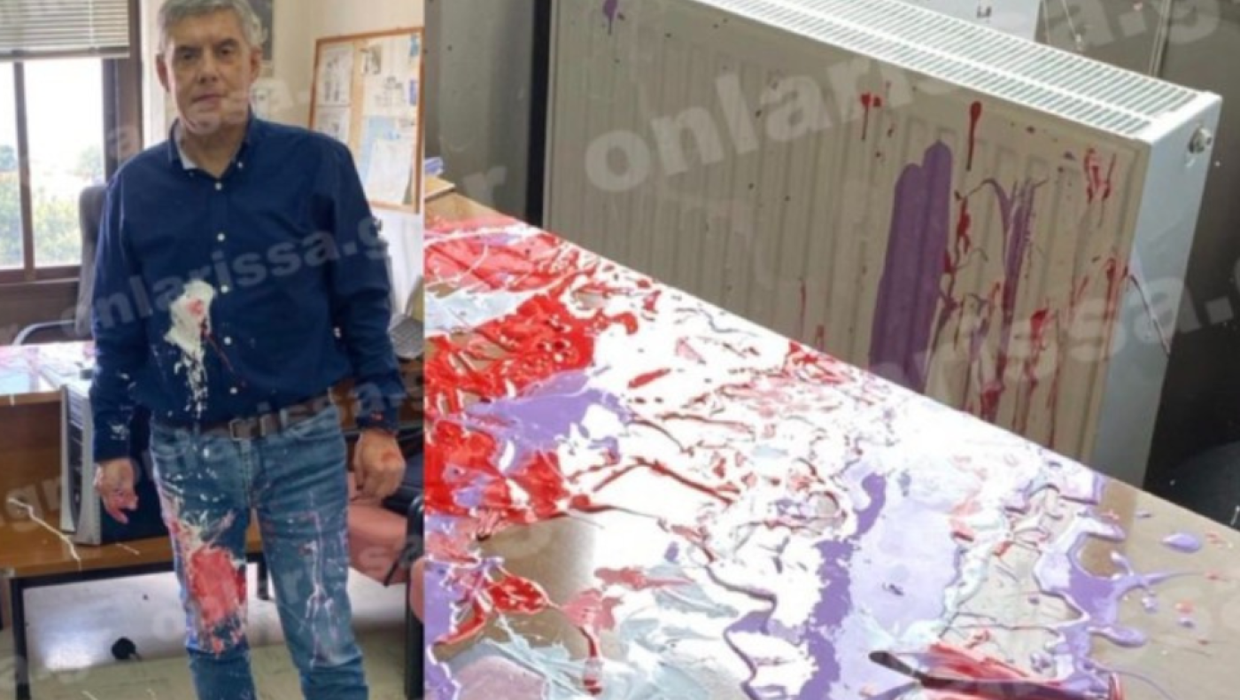 «Έλουσαν» με μπογιά τον Κώστα Αγοραστό: «Τι έχεις να πεις για τα Τέμπη;»