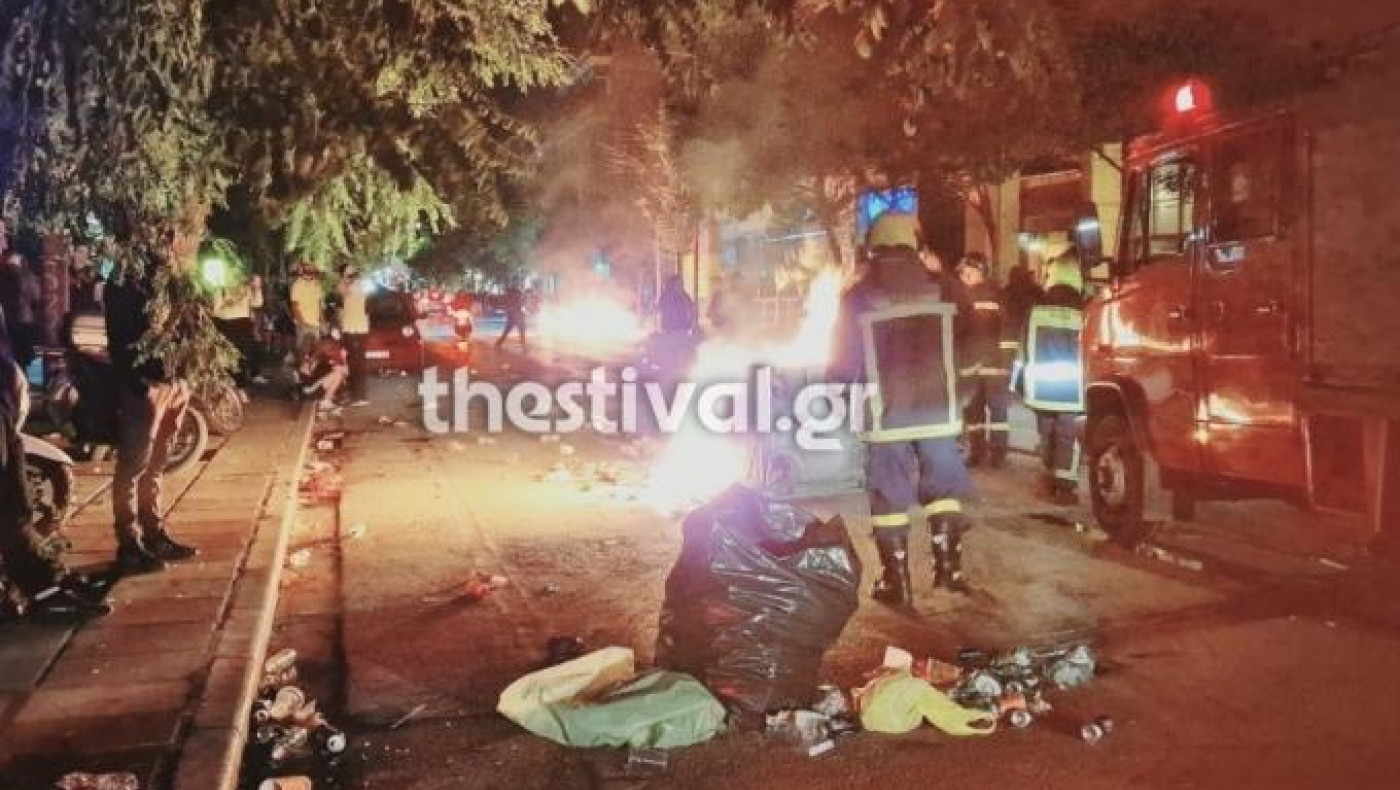 Θεσσαλονίκη: Φωτιές σε κάδους έξω από το γήπεδο του Άρη