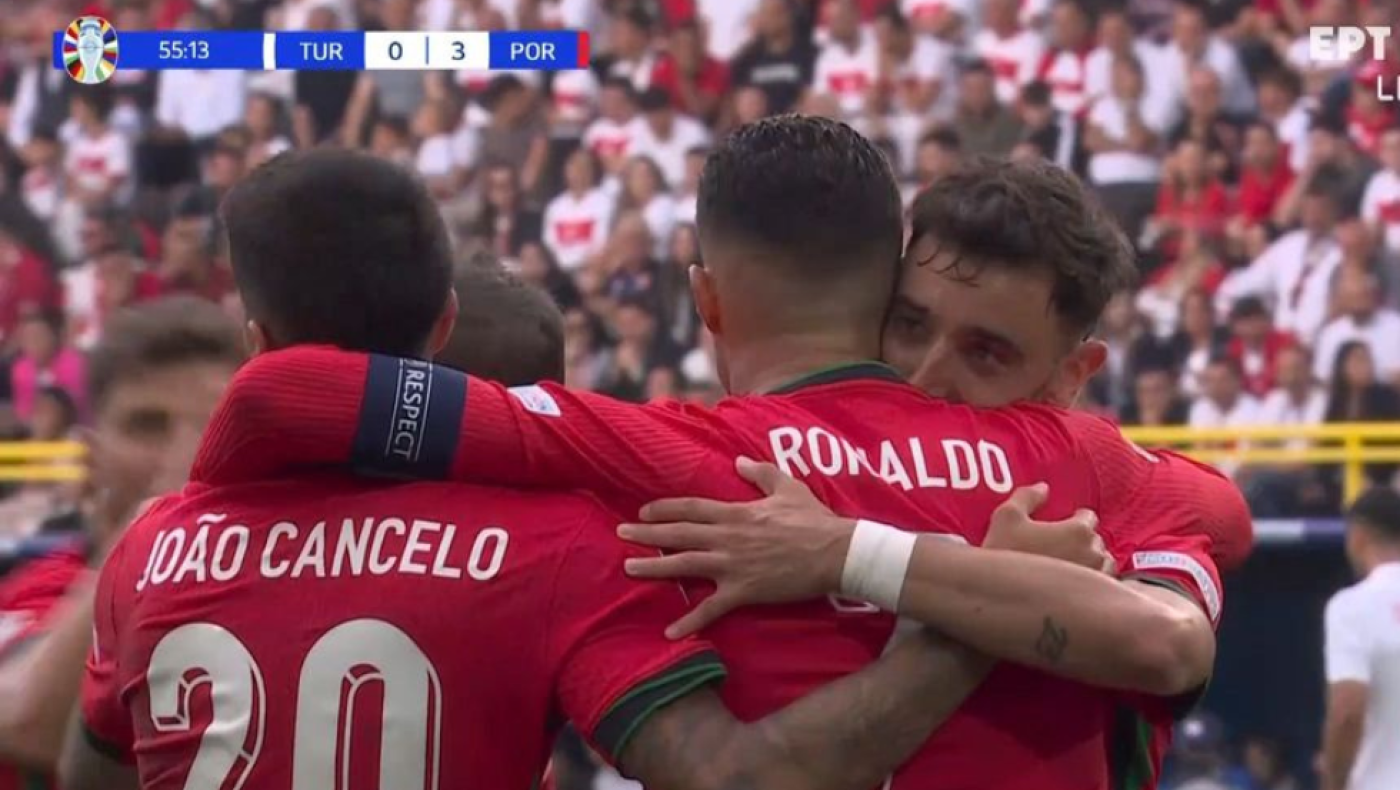 Euro 2024: «Ιπποτικός» Κριστιάνο, μοιράζει στον Μπρούνο Φερνάντεζ για το 0-3 της Πορτογαλίας