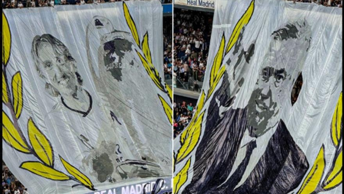 Τρομερά πανό από τους φίλους της Ρεάλ για τους Μόντριτς και Αντσελότι