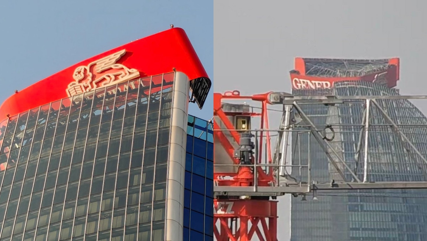 «Στράβωσε» πινακίδα σε ουρανοξύστη του Μιλάνου!