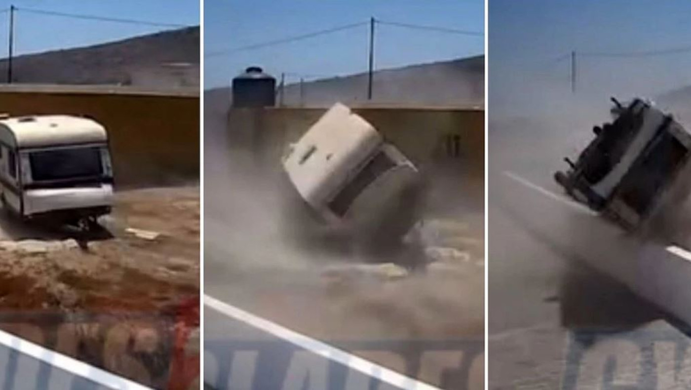 Σαντορίνη: Ισχυροί άνεμοι παρέσυραν και εκτίναξαν τροχόσπιτο (vid)