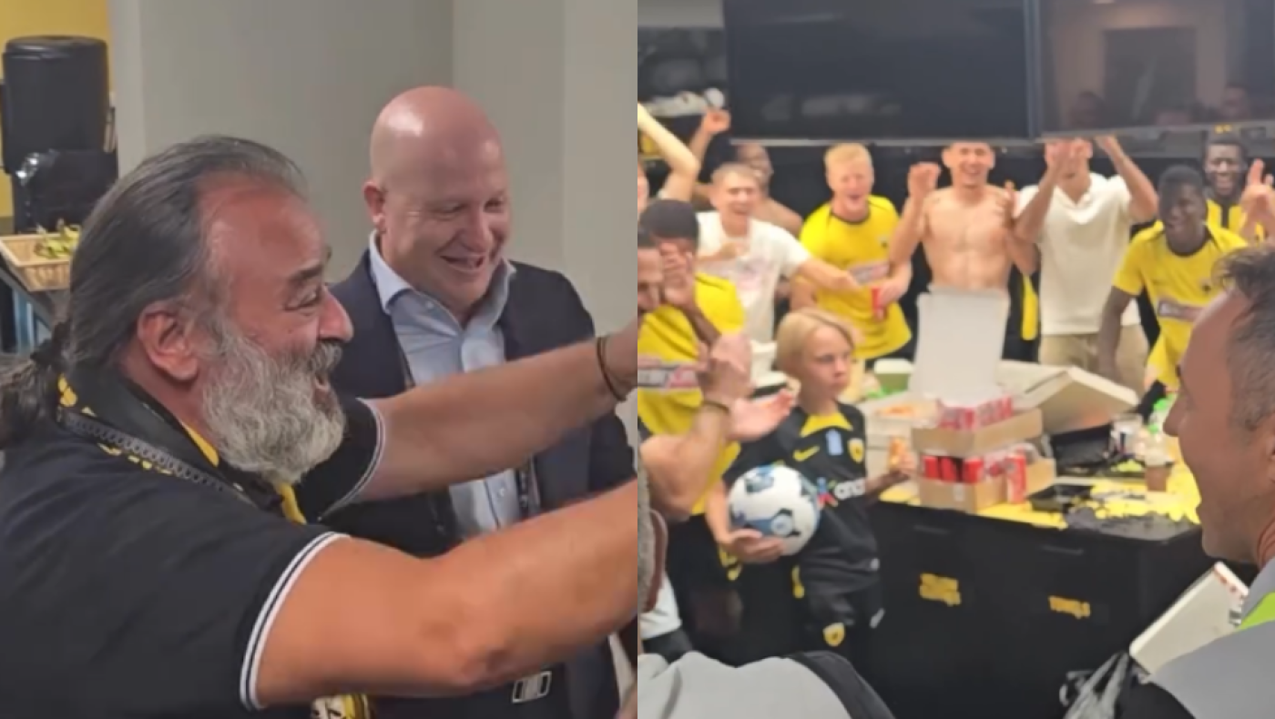 ΑΕΚ: Αποθέωση για Ηλιόπουλο και Νίκολιτς στα «κιτρινόμαυρα» αποδυτήρια