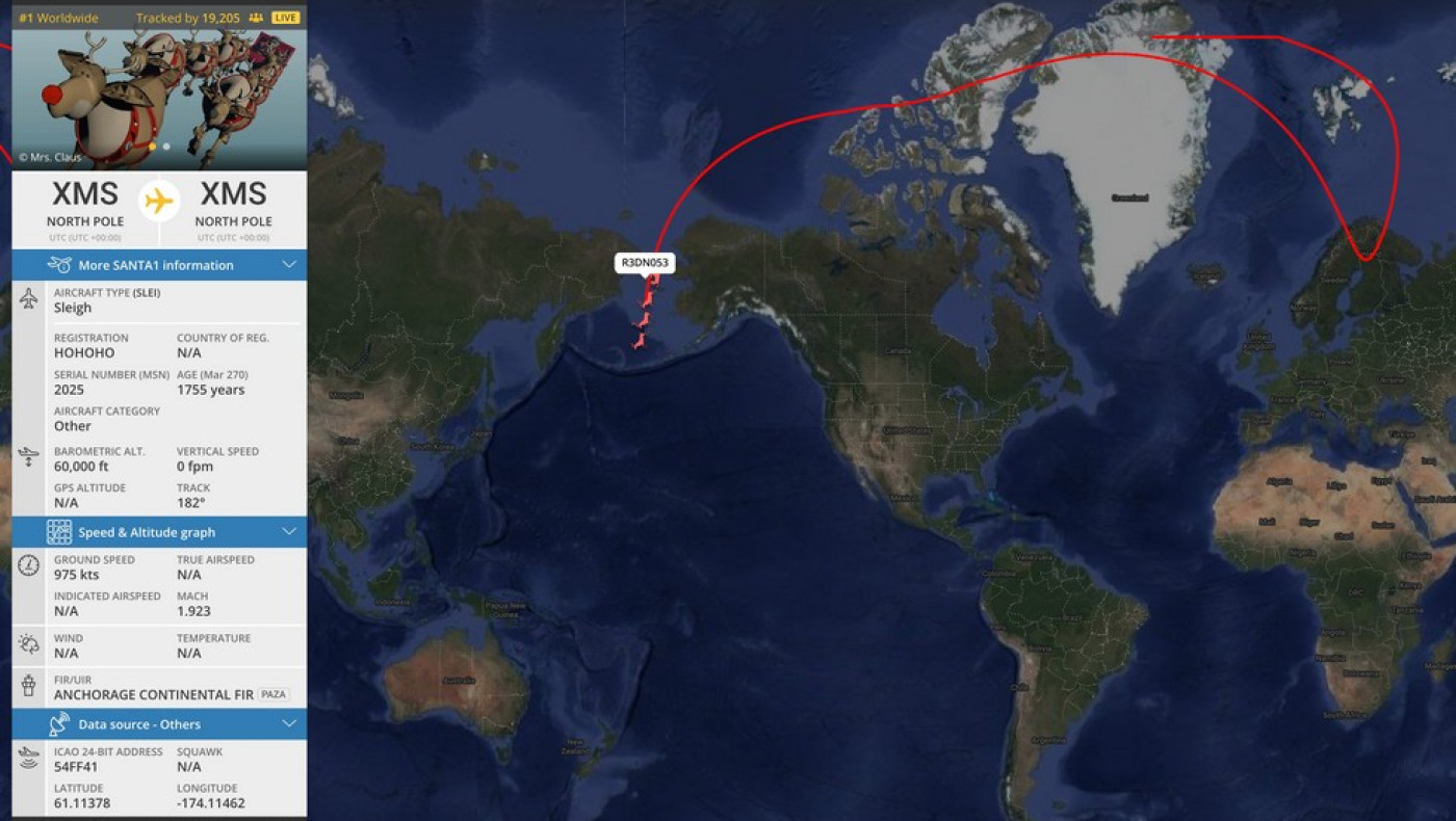 Το Flightradar24 «κατέγραψε» το ταξίδι του Άγιου Βασίλη!