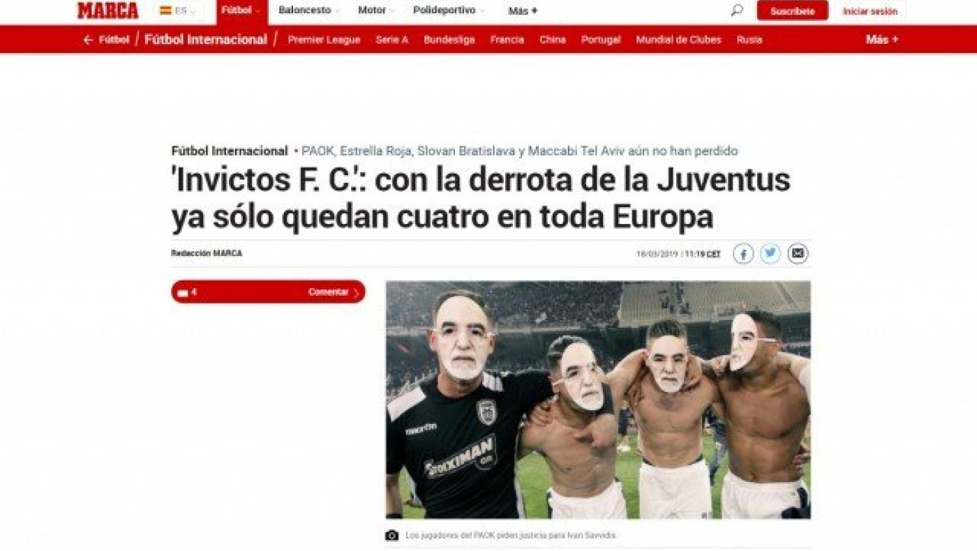 Αποθέωση Marca για ΠΑΟΚ: «4 Αήττητοι FC μετά την ήττα της Γιουβέντους»