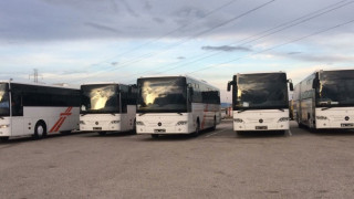 Πορεία διαμαρτυρίας με κομβόι λεωφορείων στο κέντρο της Θεσσαλονίκης