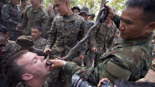 Πεζοναύτες μαθαίνουν πως να επιβιώσουν στη ζούγκλα πίνοντας αίμα φιδιού!