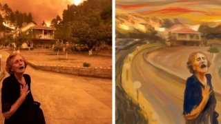 Φωτιά στην Εύβοια: Συγκρίνουν την viral φωτογραφία της γυναίκας που στενάζει με την «Κραυγή» του Μουνκ