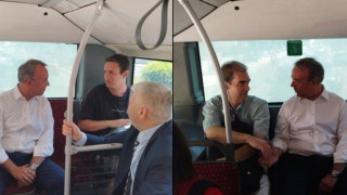 Θεσσαλονίκη: Μπήκε σε λεωφορείο του ΟΑΣΘ ο Χρήστος Σταϊκούρας (pics)