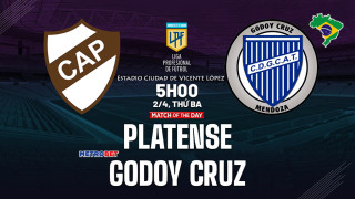 «Ματς της ημέρας» :  Πρεμιέρα στον Απρίλη με ένα ιδιαίτερα ενδιαφέρον παιχνίδι στην Αργεντινή : - Πλατένσε – Γοδόι Κρουζ –