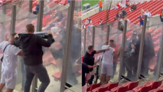 Με κασκόλ του Παναθηναϊκού στο «Γ. Καραϊσκάκης» οι Άγγλοι, ένταση στις κερκίδες (vid)