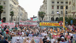 Θεσσαλονίκη-ΔΕΘ: Μεγάλη πορεία διαμαρτυρίας από εργατικά συνδικάτα στο κέντρο της πόλης (pics)