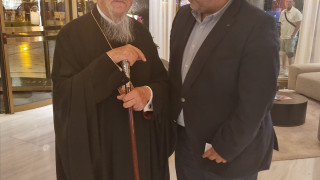 Συνάντηση υποψηφίου προέδρου ΕΕΘ Θάνου Κουλουτμπάνη με τον Πατριάρχη Βαρθολομαίο