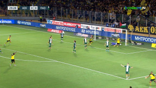 Το 1-0 της ΑΕΚ με κεφαλιά του Πιερό κόντρα στον Παναθηναϊκό