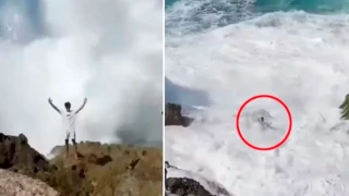 Ινδονησία: Η στιγμή που τεράστιο κύμα καταπίνει 20χρονο τουρίστα