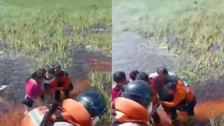 Εγκλωβίστηκαν σε φτερό αεροπλάνου περικυκλωμένοι από αλιγάτορες!