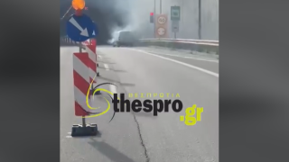 Βανάκι πήρε φωτιά εν κινήσει στην Εγνατία Οδό
